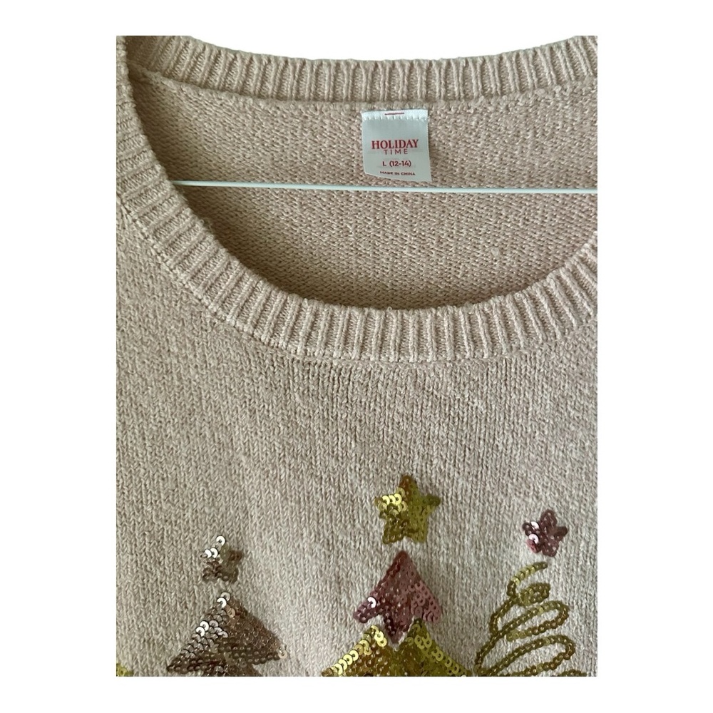 Holiday Time Women’s Pink Long Sleeve Sweater Size L(12-14) - Picture 3 of 9